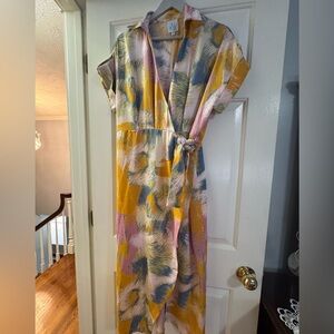 Mint Julep Boutique Colorful Abstract Midi Wrap Dress